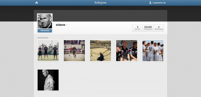 Zidane na Instagramie