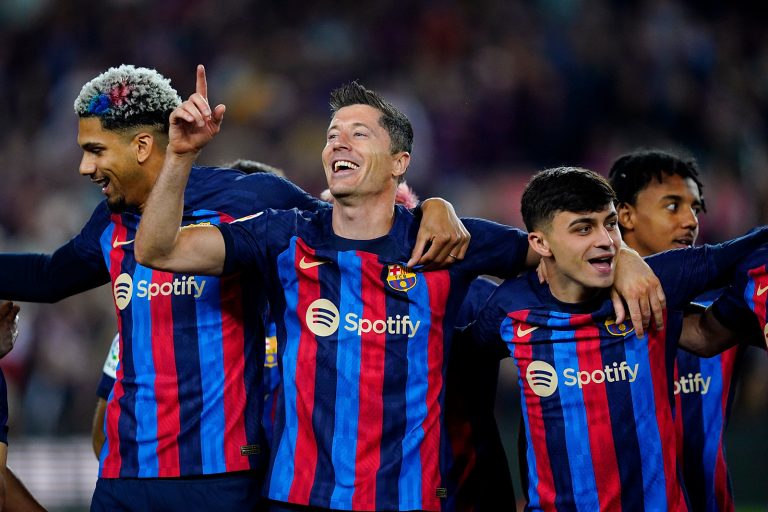 Robert Lewandowski of FC Barcelona during the La Liga match between FC Barcelona and Real Sociedad played at Spotify Camp Nou Stadium on May 20, 2023 in Barcelona, Spain. (Photo by Sergio Ruiz / pressinphoto / Sipa USA))
2023.05.20 Barcelona
pilka nozna liga hiszpanska
FC Barcelona - Real Sociedad
Foto Sergio Ruiz / PRESSIN/SIPA USA/PressFocus
!!! POLAND ONLY !!!