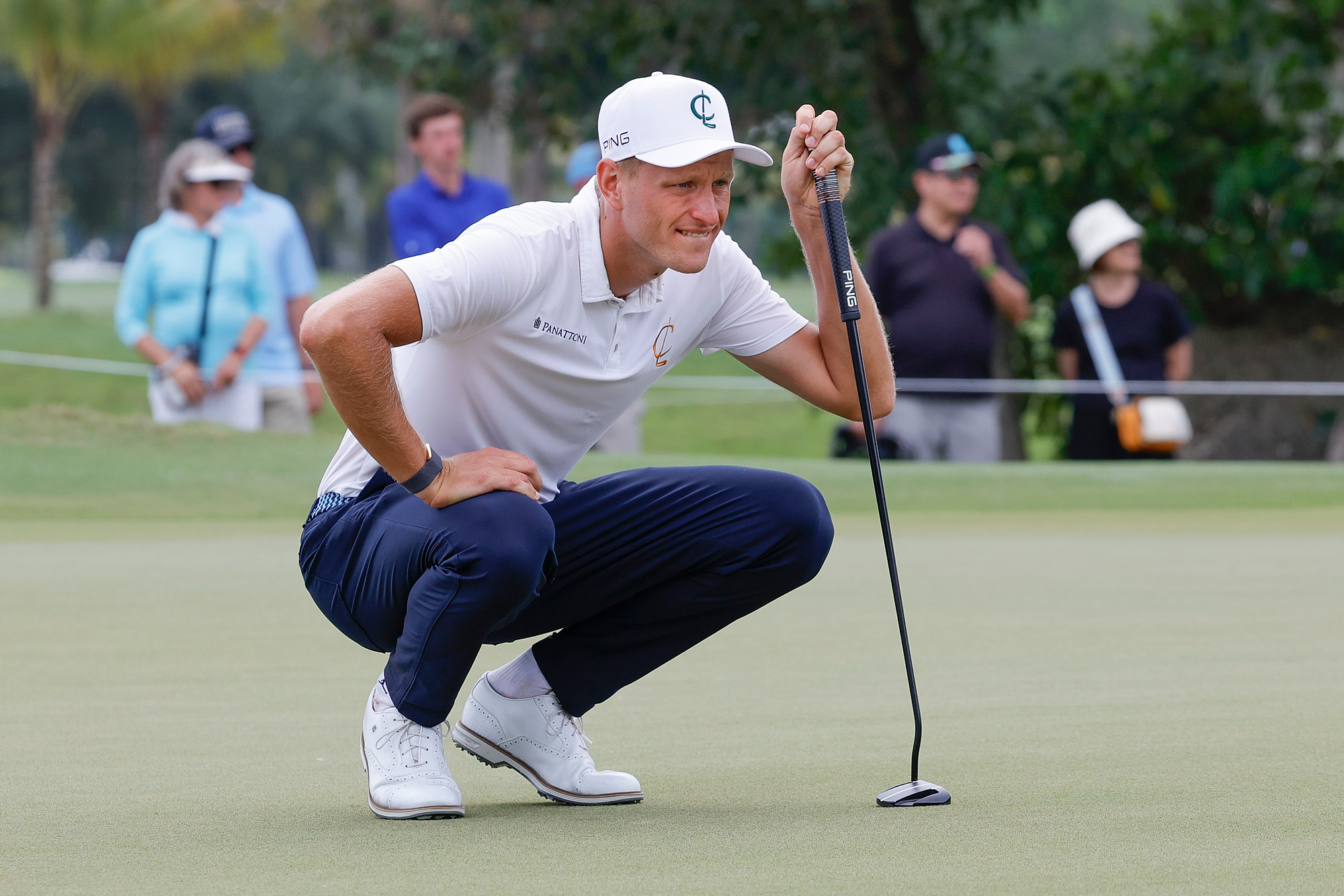 Apr 7, 2024; Miami, Florida, USA; Adrian Meronk of the Cleeks lines up his putt on the fourth green during the final round of LIV Golf Miami golf tournament at Trump National Doral. Mandatory Credit: Reinhold Matay-USA TODAY Sports/Sipa USA
2024.04.07 Miami
Golf
Golf: LIV Golf Miami - Final Round
Foto Reinhold Matay-USA TODAY Sports/SIPA USA/PressFocus
!!! POLAND ONLY !!!