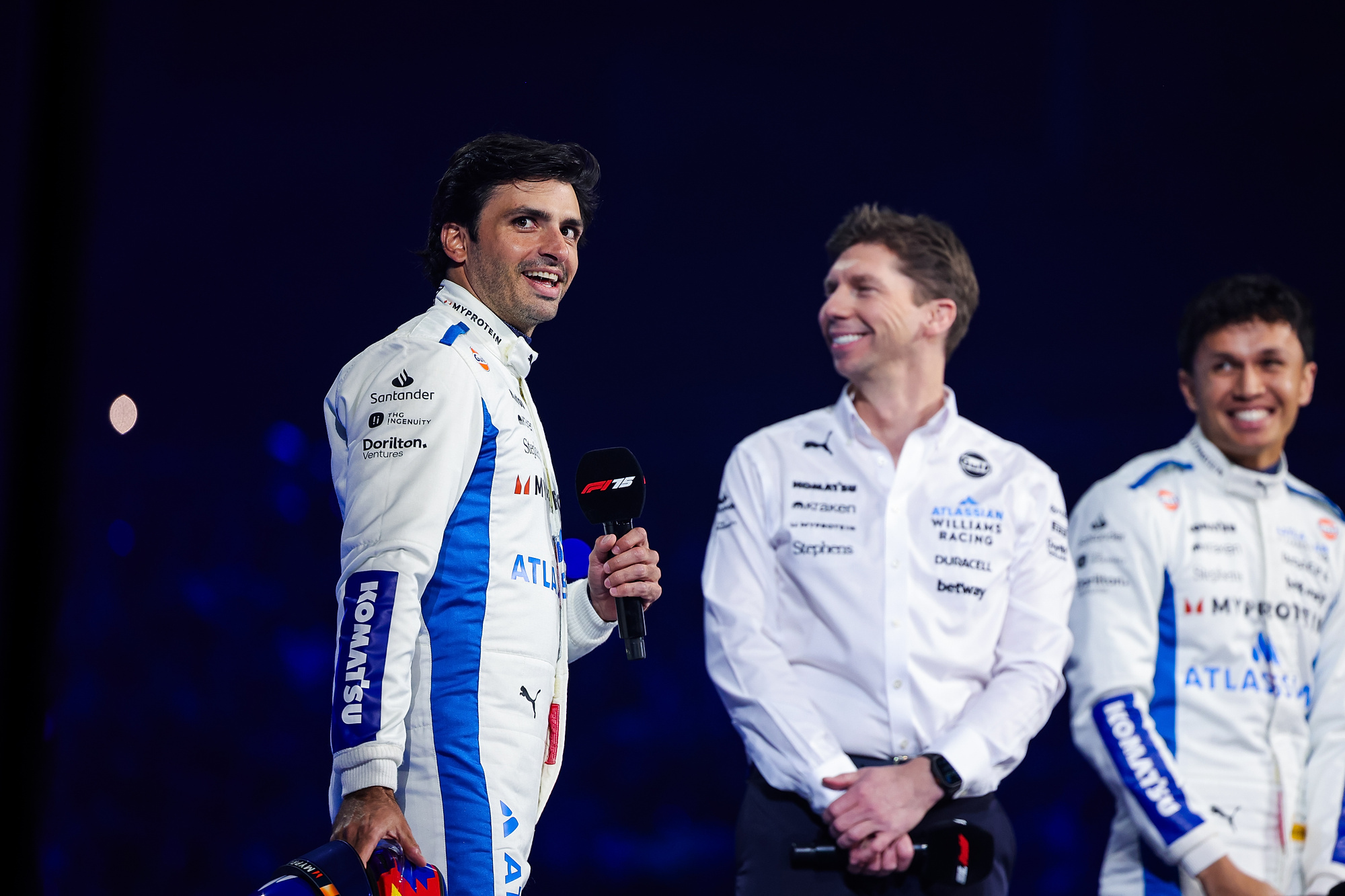 Williams Racing FW46 livery reveal with SAINZ Carlos (spa), Williams Racing FW47, VOWLES James, Team Principal of Williams Racing, and ALBON Alexander (tha), Williams Racing FW47, portrait, during the F1 75 Live at The O2, F1 2025 season Launch event, on February 18, 2025 in London, United Kingdom (Photo by /Sipa USA)
2025.02.18 Londyn
Formula 1
F1 - prezentacja druzyn
Foto IPA/SIPA USA/PressFocus
!!! POLAND ONLY !!!