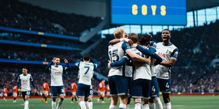 James Maddison of Tottenham Hotspur celebrates their goal to make it 1-0