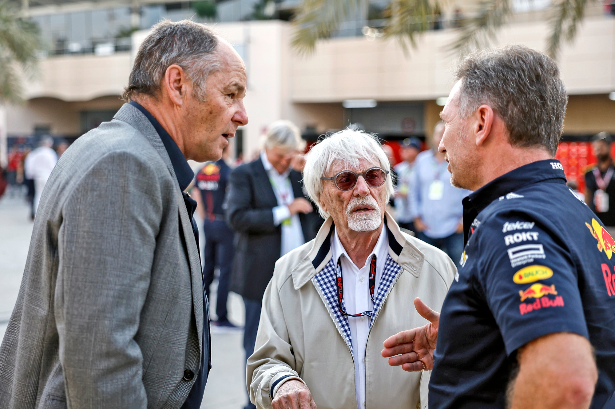 3/5/2023 - Gerhard Berger, Bernie Ecclestone and Christian Horner, Team Principal, Red Bull Racing during the Formula 1 Bahrain Grand Prix in Sakhir, Bahrain. (Photo by Steven Tee/Motorsport Images/Sipa USA) France OUT, UK OUT
2023.03.05 Bahrajn
formula 1 F1
Grand Prix Bahrajnu
Foto Motorsport Images/SIPA USA/PressFocus
!!! POLAND ONLY !!!