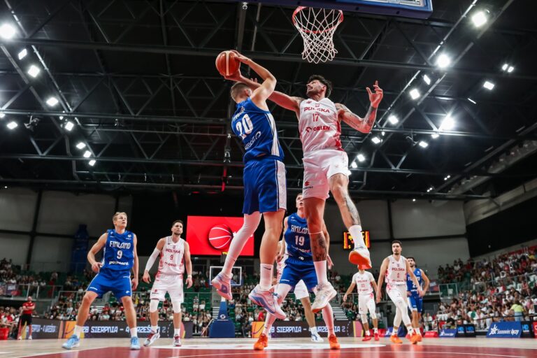 Sosnowiec 17.08.2025 
SPORT KOSZYKOWKA KOSZKADRA REPREZENTACJA POLSKI MECZ TOWARZYSKI SPARING POLSKA - FINLANDIA
 - - -  BASKETBALL POLISH NATIONAL TEAM SPARING GAME POLAND - FINLAND 
NZ Dominik Olejniczak ,  
FOT. WOJCIECH FIGURSKI / 058SPORT.PL