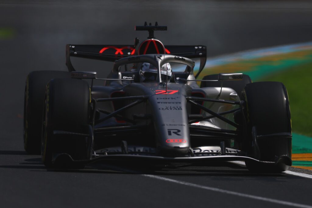 MELBOURNE, AUSTRALIA - MARCH 06: Nico Hulkenberg of Germany driving the (27) Audi F1 Team R26 on track during practice ahead of the F1 Grand Prix of Australia at Albert Park Grand Prix Circuit on March 06, 2026 in Melbourne, Australia. (Photo by Alastair Staley/LAT Images)