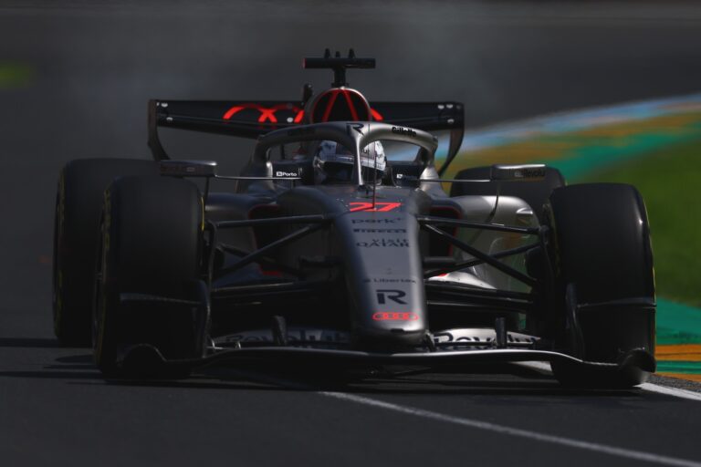 MELBOURNE, AUSTRALIA - MARCH 06: Nico Hulkenberg of Germany driving the (27) Audi F1 Team R26 on track during practice ahead of the F1 Grand Prix of Australia at Albert Park Grand Prix Circuit on March 06, 2026 in Melbourne, Australia. (Photo by Alastair Staley/LAT Images)
