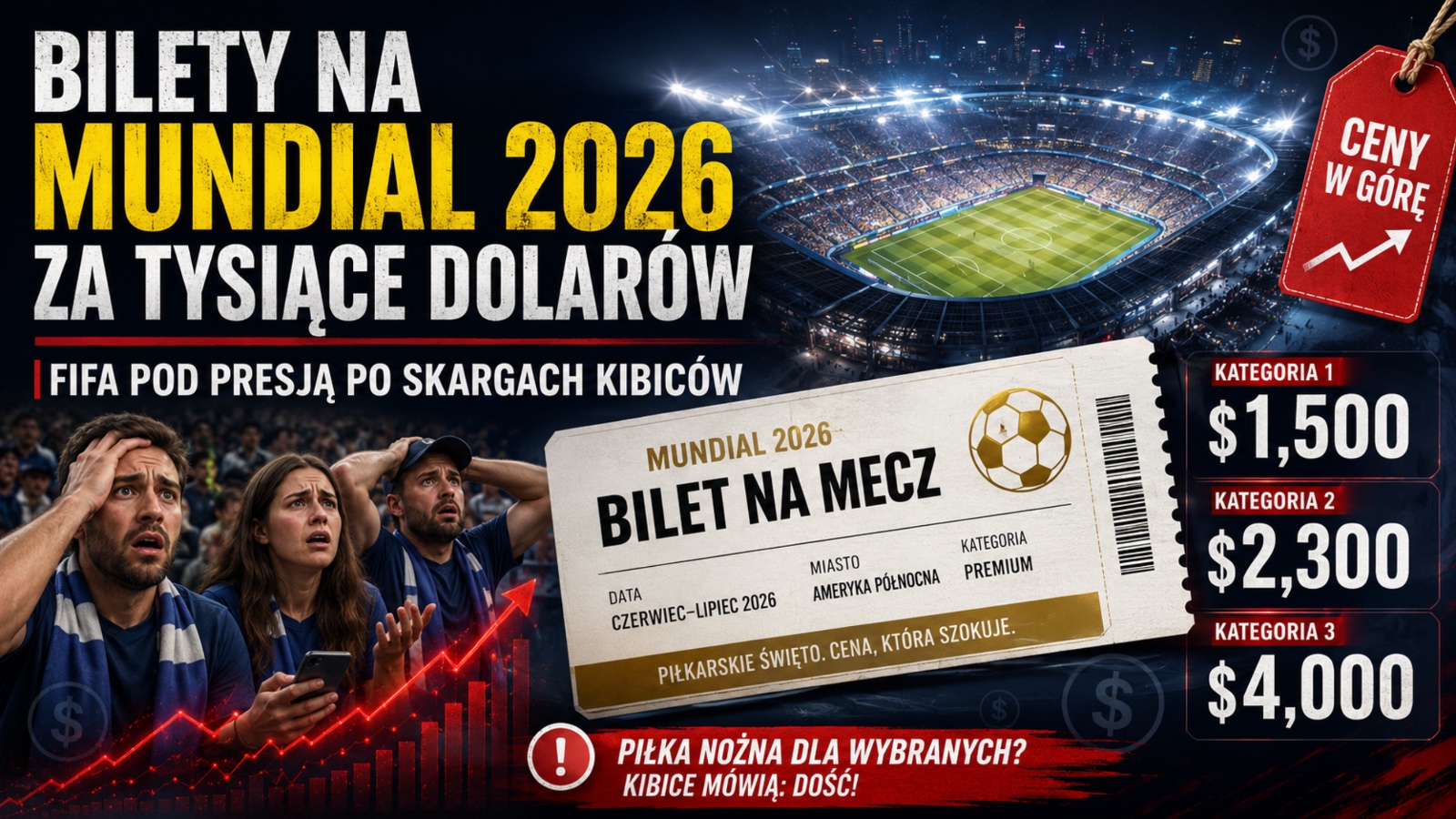 Bilety na mundial 2026 za tysiące dolarów. FIFA pod presją po skargach kibiców