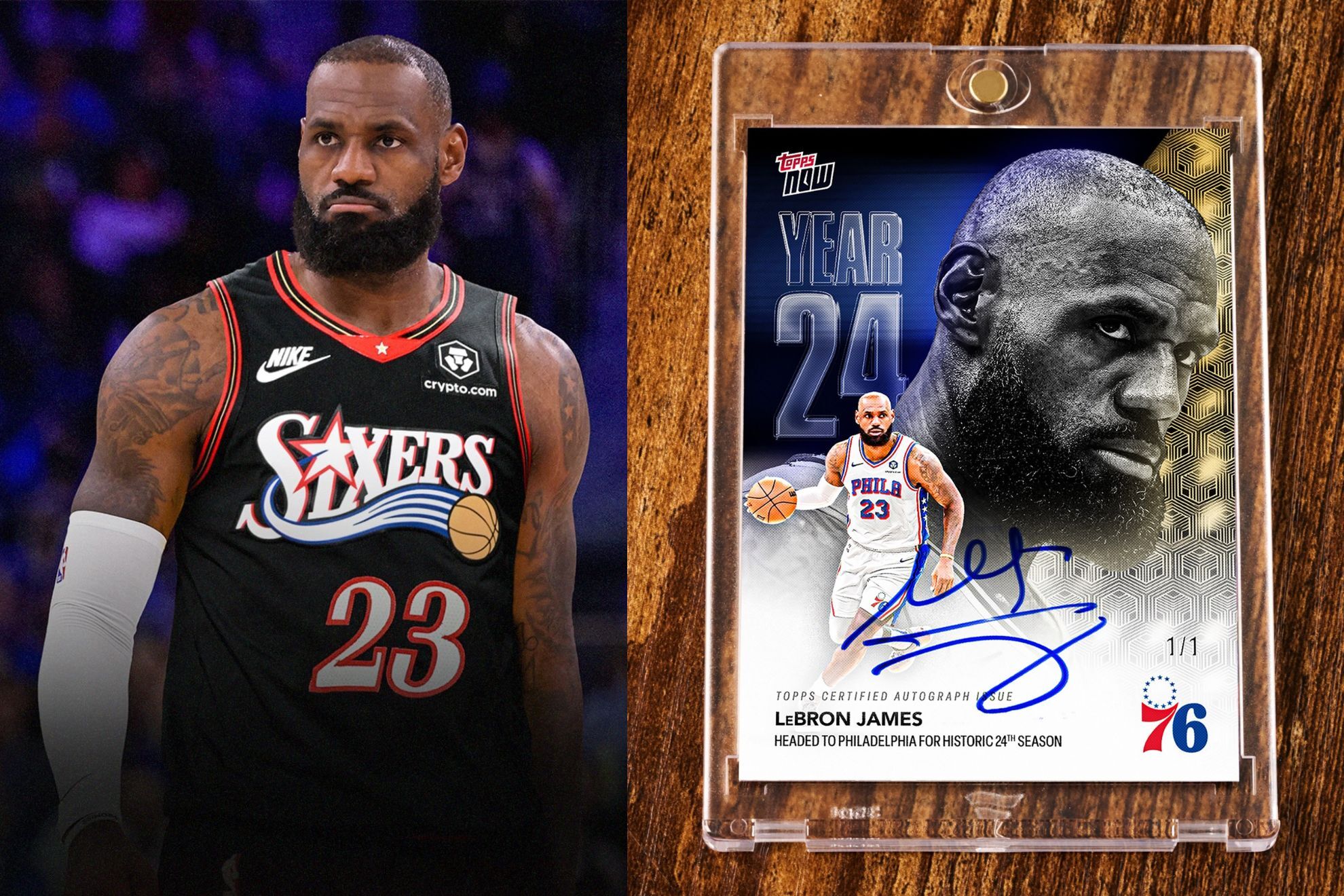 LeBron James, Philadelphia 76ers i nietypowe ogłoszenie z kartą Topps
