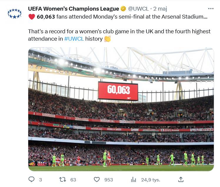 Mecz Arsenalu kobiet z dużą frekwencją