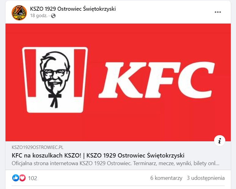 Sponsorem KSZO została restauracja KFC